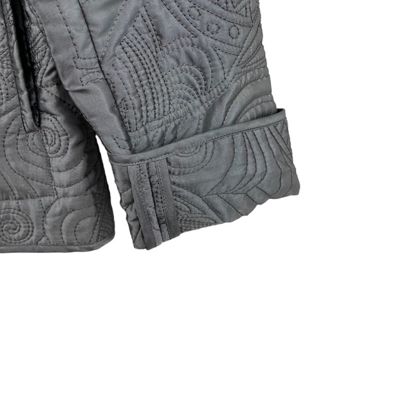 Chicos Quilted Jacket Silver Grey Sheen Long Sleeve Small - Picture 9 of 15
